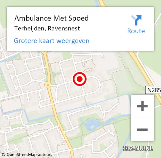 Locatie op kaart van de 112 melding: Ambulance Met Spoed Naar Terheijden, Ravensnest op 31 augustus 2018 07:50