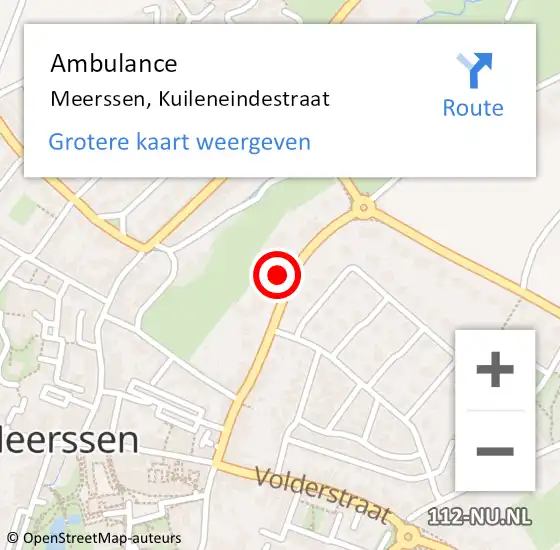 Locatie op kaart van de 112 melding: Ambulance Meerssen, Kuileneindestraat op 7 maart 2014 15:07