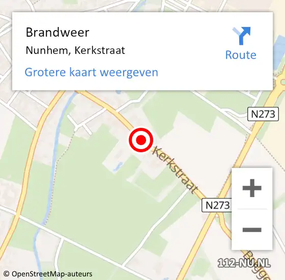 Locatie op kaart van de 112 melding: Brandweer Nunhem, Kerkstraat op 31 augustus 2018 08:29