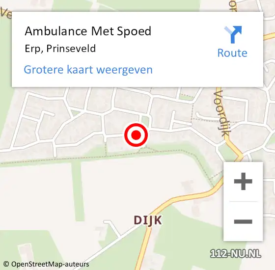 Locatie op kaart van de 112 melding: Ambulance Met Spoed Naar Erp, Prinseveld op 31 augustus 2018 08:30