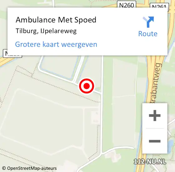 Locatie op kaart van de 112 melding: Ambulance Met Spoed Naar Tilburg, IJpelareweg op 31 augustus 2018 09:20