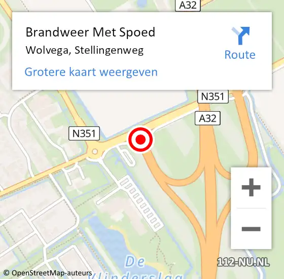 Locatie op kaart van de 112 melding: Brandweer Met Spoed Naar Wolvega, Stellingenweg op 31 augustus 2018 11:38