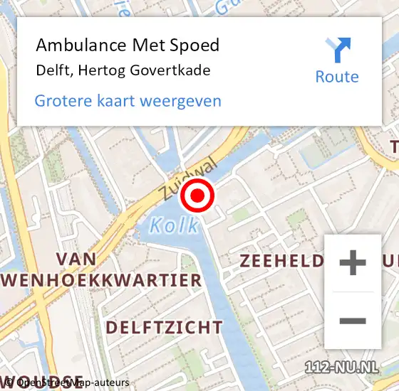 Locatie op kaart van de 112 melding: Ambulance Met Spoed Naar Delft, Hertog Govertkade op 31 augustus 2018 12:42