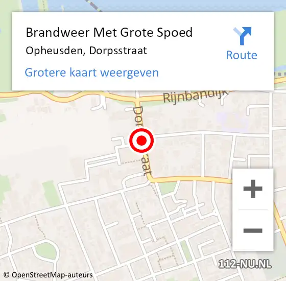 Locatie op kaart van de 112 melding: Brandweer Met Grote Spoed Naar Opheusden, Dorpsstraat op 31 augustus 2018 12:48