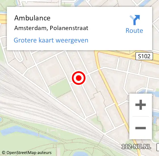 Locatie op kaart van de 112 melding: Ambulance Amsterdam, Polanenstraat op 31 augustus 2018 12:58