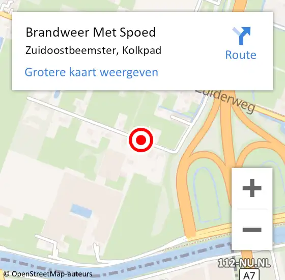 Locatie op kaart van de 112 melding: Brandweer Met Spoed Naar Zuidoostbeemster, Kolkpad op 31 augustus 2018 13:17