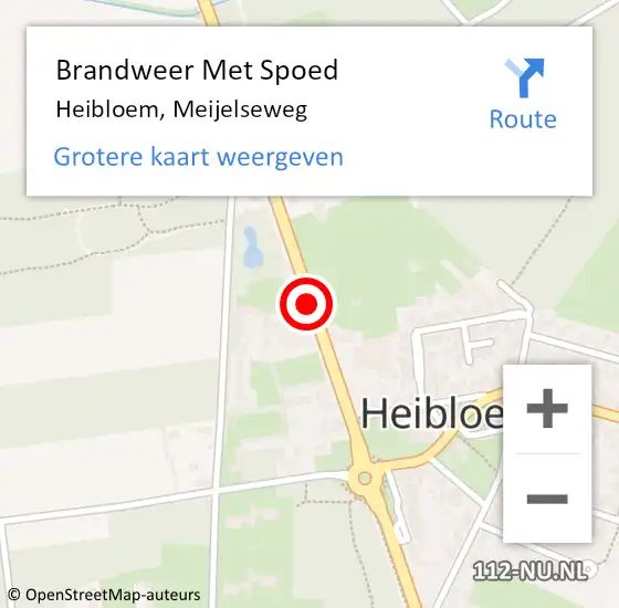 Locatie op kaart van de 112 melding: Brandweer Met Spoed Naar Heibloem, Meijelseweg op 31 augustus 2018 13:35