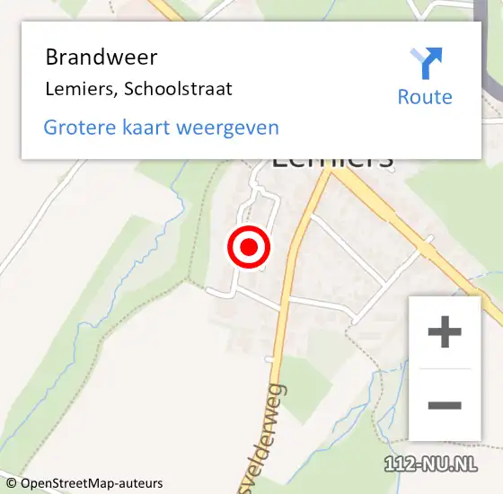 Locatie op kaart van de 112 melding: Brandweer Lemiers, Schoolstraat op 7 maart 2014 15:38