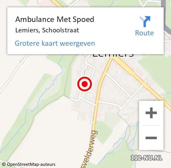 Locatie op kaart van de 112 melding: Ambulance Met Spoed Naar Lemiers, Schoolstraat op 7 maart 2014 15:39