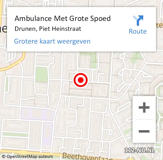 Locatie op kaart van de 112 melding: Ambulance Met Grote Spoed Naar Drunen, Piet Heinstraat op 31 augustus 2018 14:27