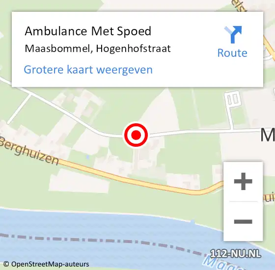 Locatie op kaart van de 112 melding: Ambulance Met Spoed Naar Maasbommel, Hogenhofstraat op 31 augustus 2018 14:48