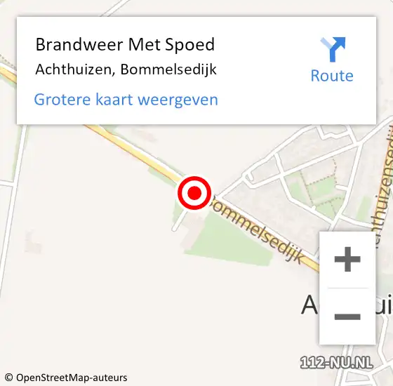 Locatie op kaart van de 112 melding: Brandweer Met Spoed Naar Achthuizen, Bommelsedijk op 7 maart 2014 15:44