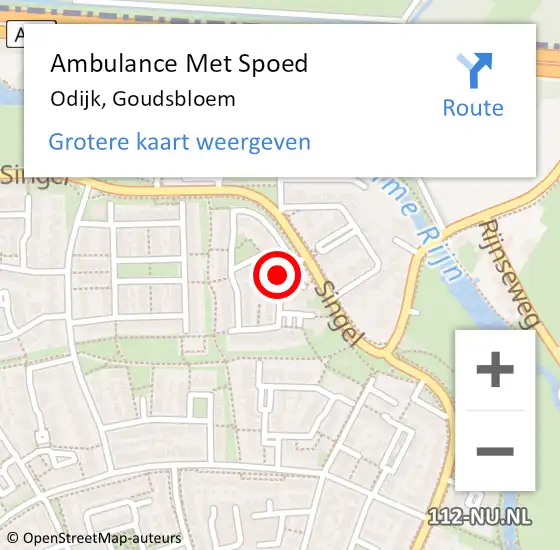 Locatie op kaart van de 112 melding: Ambulance Met Spoed Naar Odijk, Goudsbloem op 31 augustus 2018 15:25