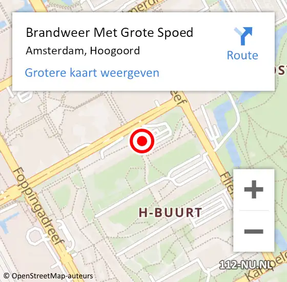 Locatie op kaart van de 112 melding: Brandweer Met Grote Spoed Naar Amsterdam, Hoogoord op 31 augustus 2018 15:29