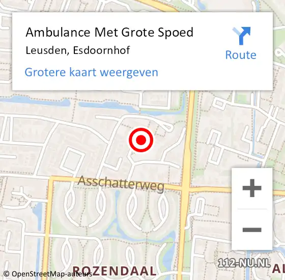 Locatie op kaart van de 112 melding: Ambulance Met Grote Spoed Naar Leusden, Esdoornhof op 31 augustus 2018 15:35