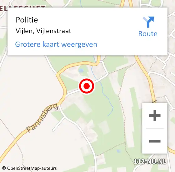 Locatie op kaart van de 112 melding: Politie Vijlen, Vijlenstraat op 31 augustus 2018 16:16