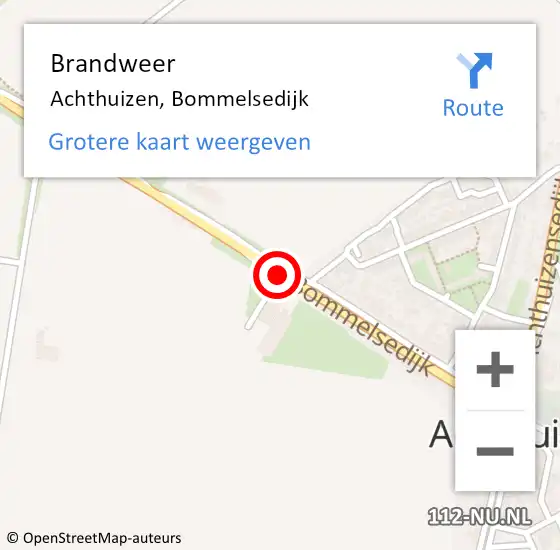 Locatie op kaart van de 112 melding: Brandweer Achthuizen, Bommelsedijk op 7 maart 2014 15:54