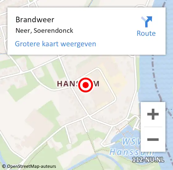 Locatie op kaart van de 112 melding: Brandweer Neer, Soerendonck op 31 augustus 2018 17:19