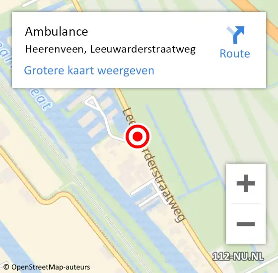 Locatie op kaart van de 112 melding: Ambulance Heerenveen, Leeuwarderstraatweg op 31 augustus 2018 17:41