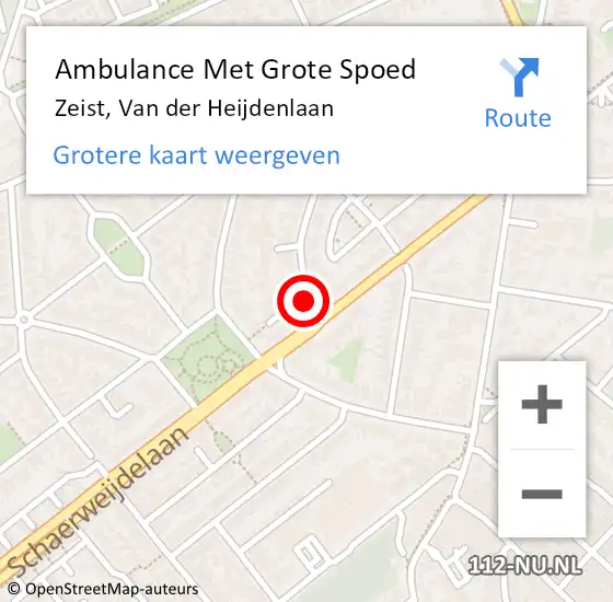 Locatie op kaart van de 112 melding: Ambulance Met Grote Spoed Naar Zeist, Van der Heijdenlaan op 31 augustus 2018 17:46