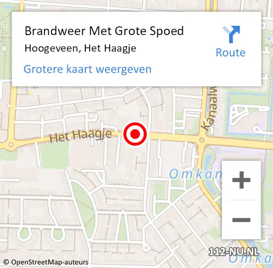 Locatie op kaart van de 112 melding: Brandweer Met Grote Spoed Naar Hoogeveen, Het Haagje op 31 augustus 2018 18:13