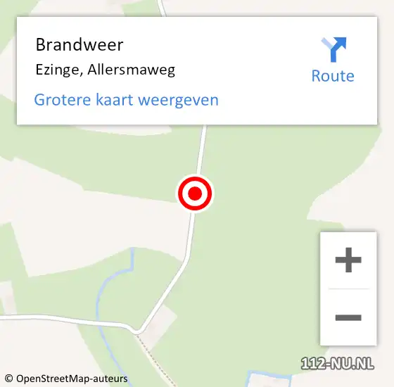 Locatie op kaart van de 112 melding: Brandweer Ezinge, Allersmaweg op 31 augustus 2018 20:03