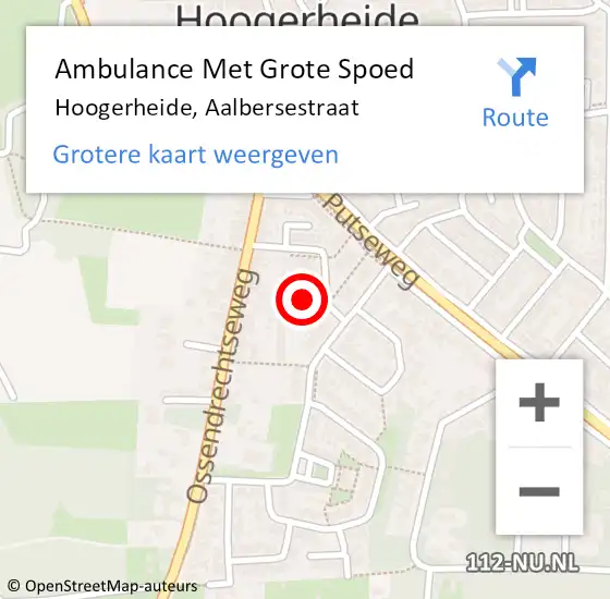 Locatie op kaart van de 112 melding: Ambulance Met Grote Spoed Naar Hoogerheide, Aalbersestraat op 31 augustus 2018 20:09