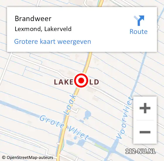 Locatie op kaart van de 112 melding: Brandweer Lexmond, Lakerveld op 31 augustus 2018 22:10