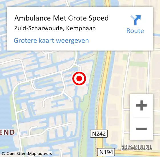 Locatie op kaart van de 112 melding: Ambulance Met Grote Spoed Naar Zuid-Scharwoude, Kemphaan op 31 augustus 2018 22:49