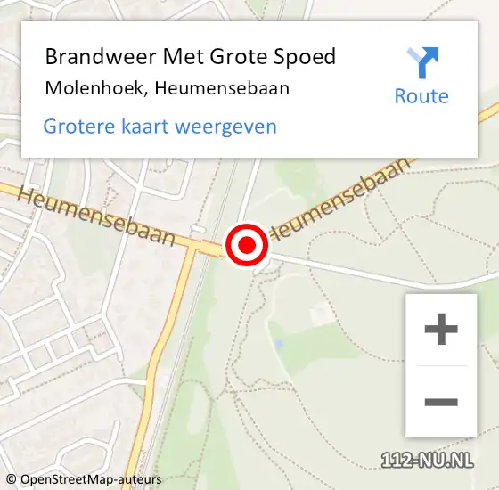 Locatie op kaart van de 112 melding: Brandweer Met Grote Spoed Naar Molenhoek, Heumensebaan op 31 augustus 2018 23:17