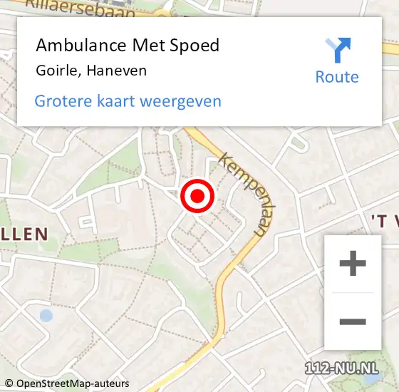 Locatie op kaart van de 112 melding: Ambulance Met Spoed Naar Goirle, Haneven op 31 augustus 2018 23:34