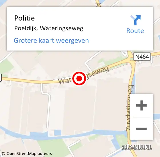 Locatie op kaart van de 112 melding: Politie Poeldijk, Wateringseweg op 7 maart 2014 16:25