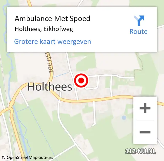 Locatie op kaart van de 112 melding: Ambulance Met Spoed Naar Holthees, Eikhofweg op 1 september 2018 00:24