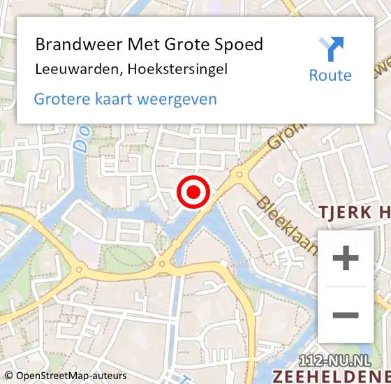 Locatie op kaart van de 112 melding: Brandweer Met Grote Spoed Naar Leeuwarden, Hoekstersingel op 1 september 2018 00:26