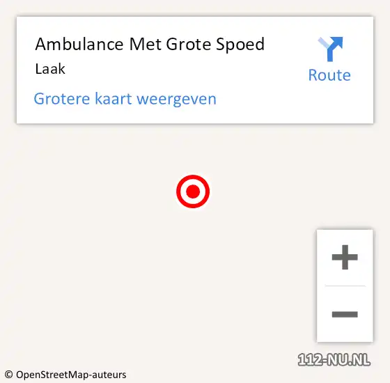 Locatie op kaart van de 112 melding: Ambulance Met Grote Spoed Naar Laak op 1 september 2018 00:40