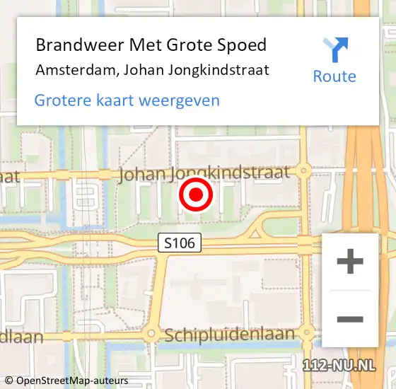 Locatie op kaart van de 112 melding: Brandweer Met Grote Spoed Naar Amsterdam, Johan Jongkindstraat op 1 september 2018 00:56