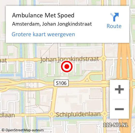 Locatie op kaart van de 112 melding: Ambulance Met Spoed Naar Amsterdam, Johan Jongkindstraat op 1 september 2018 01:01