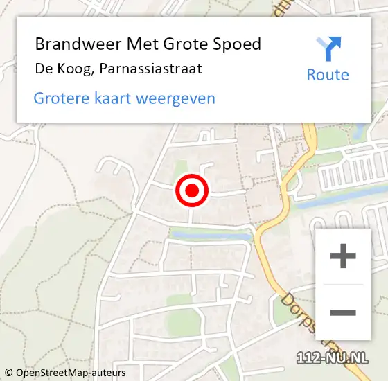 Locatie op kaart van de 112 melding: Brandweer Met Grote Spoed Naar De Koog, Parnassiastraat op 1 september 2018 01:52