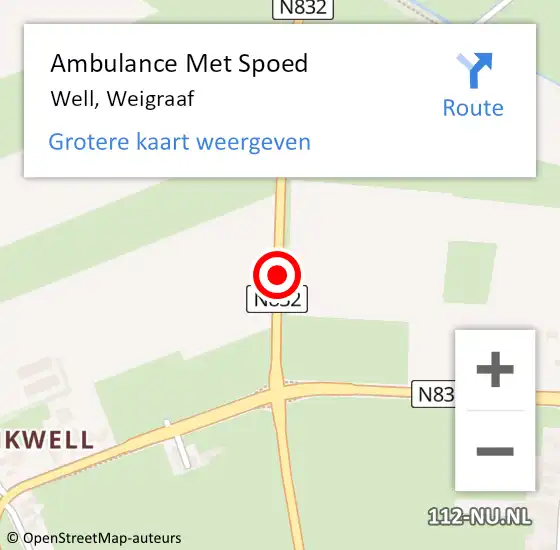 Locatie op kaart van de 112 melding: Ambulance Met Spoed Naar Well, Weigraaf op 1 september 2018 02:47