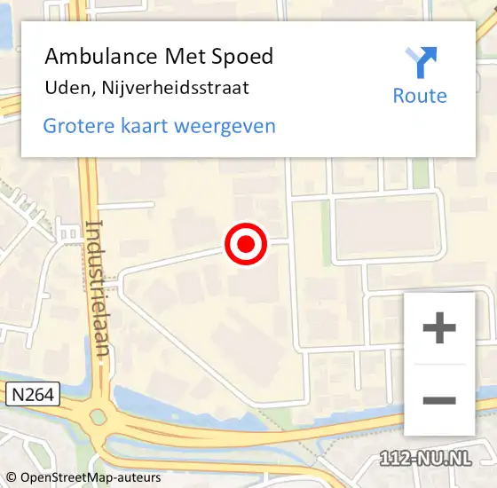 Locatie op kaart van de 112 melding: Ambulance Met Spoed Naar Uden, Nijverheidsstraat op 1 september 2018 03:14