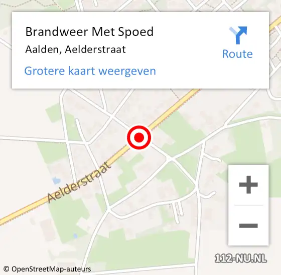 Locatie op kaart van de 112 melding: Brandweer Met Spoed Naar Aalden, Aelderstraat op 1 september 2018 04:37