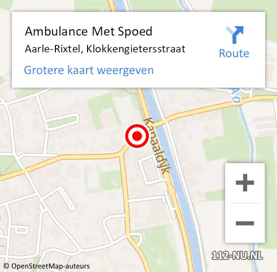 Locatie op kaart van de 112 melding: Ambulance Met Spoed Naar Aarle-Rixtel, Klokkengietersstraat op 1 september 2018 04:39