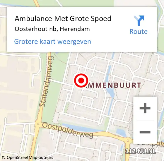 Locatie op kaart van de 112 melding: Ambulance Met Grote Spoed Naar Oosterhout, Herendam op 1 september 2018 06:25