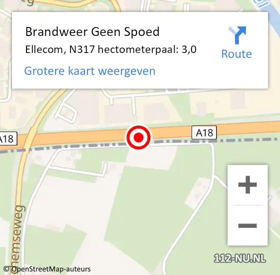 Locatie op kaart van de 112 melding: Brandweer Geen Spoed Naar Ellecom, N317 hectometerpaal: 3,0 op 1 september 2018 06:58