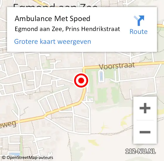 Locatie op kaart van de 112 melding: Ambulance Met Spoed Naar Egmond aan Zee, Prins Hendrikstraat op 7 maart 2014 16:45