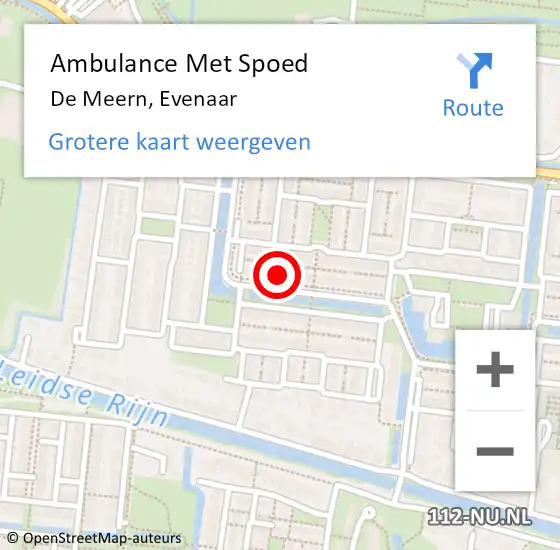 Locatie op kaart van de 112 melding: Ambulance Met Spoed Naar De Meern, Evenaar op 1 september 2018 08:37