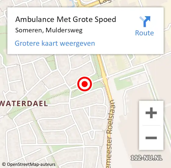 Locatie op kaart van de 112 melding: Ambulance Met Grote Spoed Naar Someren, Muldersweg op 1 september 2018 09:22