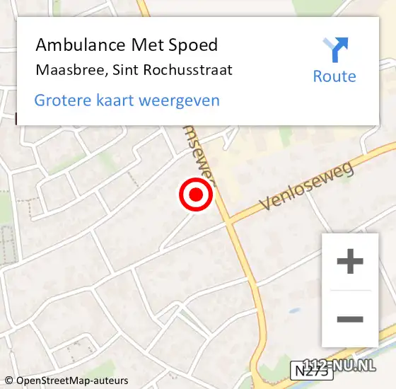 Locatie op kaart van de 112 melding: Ambulance Met Spoed Naar Maasbree, Sint Rochusstraat op 7 maart 2014 16:53