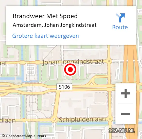 Locatie op kaart van de 112 melding: Brandweer Met Spoed Naar Amsterdam, Johan Jongkindstraat op 1 september 2018 10:28