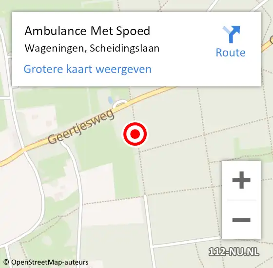 Locatie op kaart van de 112 melding: Ambulance Met Spoed Naar Wageningen, Scheidingslaan op 1 september 2018 10:30